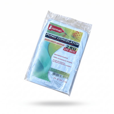 Pungi congelator 25x35 cm 100 buc 2 kg rezistenta 16 microni Okerman
